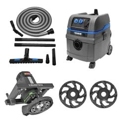 Diam Industries Aspirateur DIAM ASP-E16 230V 1600W + Ponceuse DIAM EBS1802 + 2 Plateaux PNZ Ø125mm