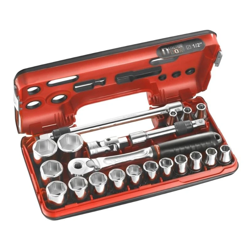 Coffret Clé à Cliquet étanche à Verrouillage BBOX + Douilles 1/2" - 6 Pans - 21 Pièces FACOM SL.DBOX500PB