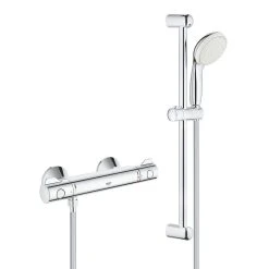 Combiné Thermostatique GROHTHERM 800 GROHE 34565001 - Tête Ø 10 Cm & Douchette 2 Jets + Flexible 175 Cm - Chrome