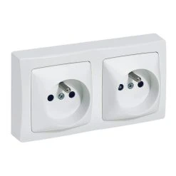 Double Prise 2P+T Avec Boîtier - Blanc LEGRAND