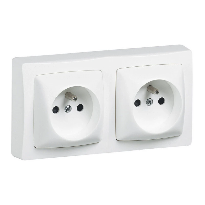 Double Prise 2P+T - Précâblé - Blanc LEGRAND