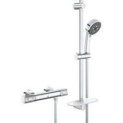 Ensemble Thermostatique PRECISION FEEL GROHE 34791000 Douchette 3 Jets + Barre 60 Cm - Chrome