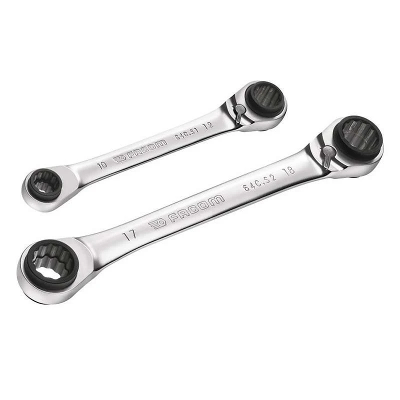 Jeu De 2 Clés Polygonales à Cliquet Droites FACOM 64C.J2PB Angle 5°