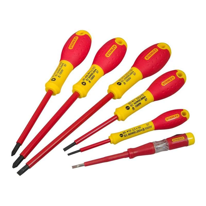 Jeu De 6 Tournevis FATMAX Isolés 1000V électricien STANLEY 0-65-441 Avec Testeur - Philips