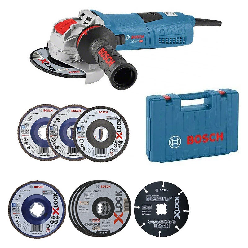 BOSCH MACHINES Meuleuse Angulaire BOSCH GWX 13-125 S Professional X-LOCK Ø 125mm 1300W + 8 Disques