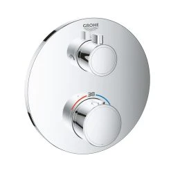 Grohe Mitigeur De Douche Thermostatique GROHTHERM 24076000 Rond Ultra Fin - 2 Sorties - Chrome