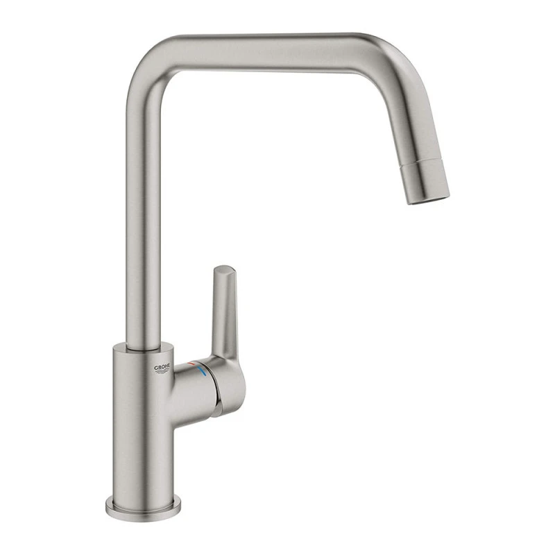 Mitigeur évier START GROHE 30470DC0 QuickFix Plus - Bec Haut- Rotation 150° - Inox Brossé