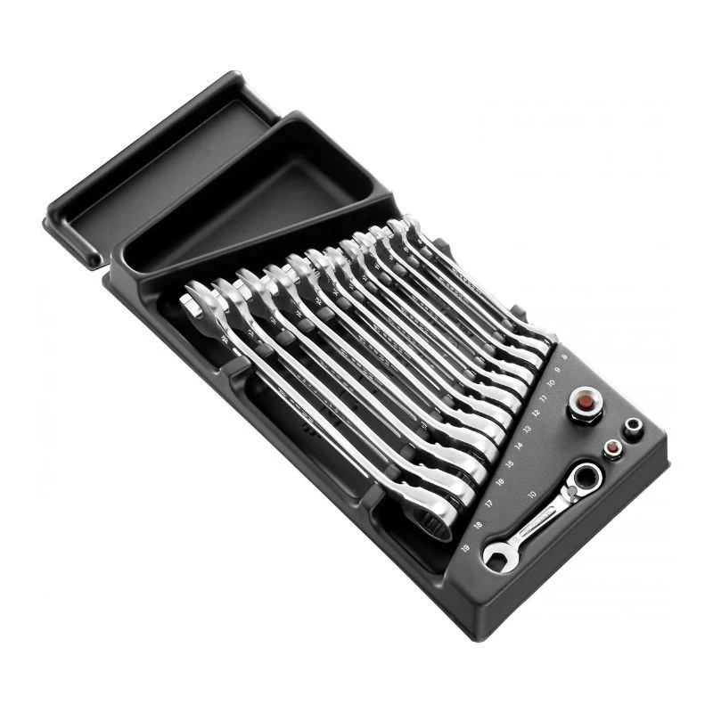 Module De 13 Clés Mixtes à Cliquet - 8 à 19 Mm + Adaptateurs FACOM MOD.467BJ13PB