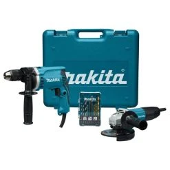 MAKITA MACHINES Pack Perceuse à Percussion HP1631 (710W) + Meuleuse GA5030R (125mm) MAKITA DK0050X1 En Coffret