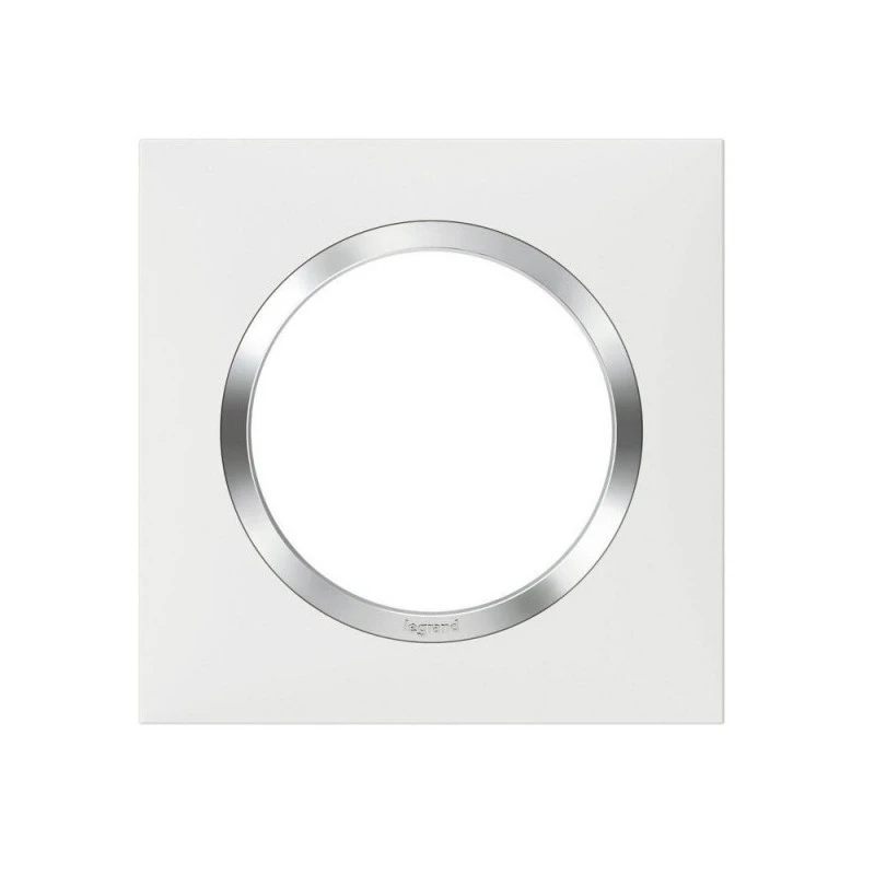 Plaque Dooxie - 1 Poste - Carré - Blanc + Chrome LEGRAND