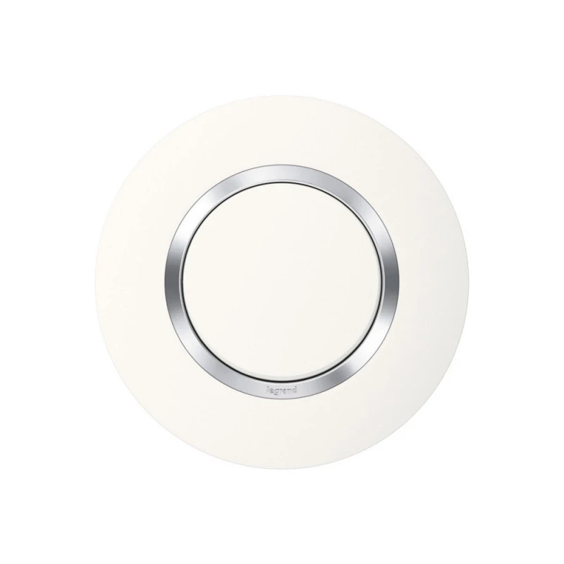 Plaque Dooxie - 1 Poste - Rond - Blanc + Chrome LEGRAND